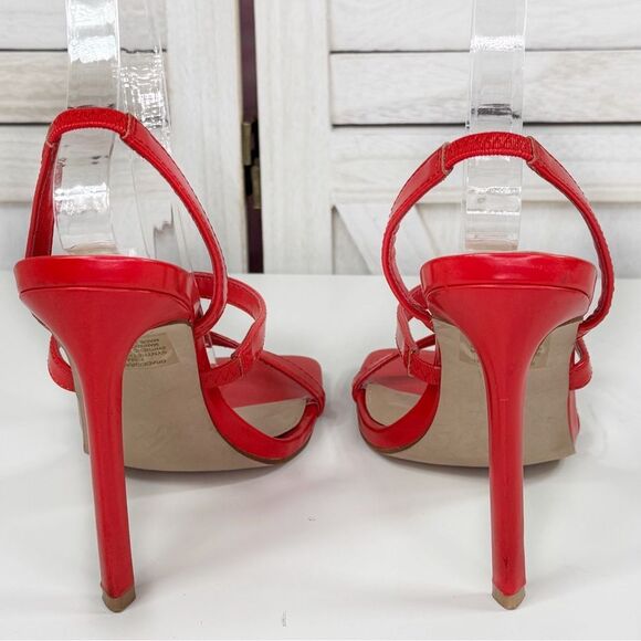 Steve Madden Grade Strappy Open Toe Stiletto Sandals Heels Cherry Red 7.5 - Picture 6 of 11